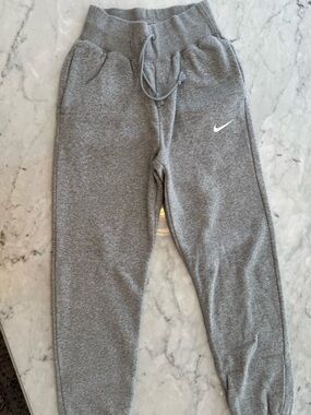 Nike Gray Fleece Jogger Pants with White Swoosh